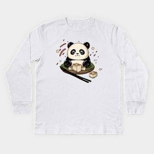 Sushi panda Kids Long Sleeve T-Shirt